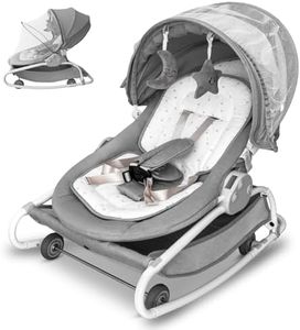 Cutebeams 4-in-1 Electric Baby Bouncer, Electric Baby Swing, Dining Chair, Removable Rocker with 16 Preset Melodies, 0-30 Months Max 33 lbs, Grey，No Power Bank Included