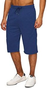 Hidyliu Mens Elastic Waist Drawstring Workout Gym Joggers 3/4 Shorts Summer Casual Sweat Short Pants with Pockets (Royal Blue Workout Shorts, L, l)
