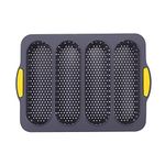 BESTonZON Silicone Moulds Non Stick Sandwich Baking Form French Bread Pan Hoagie Roll Baking Pans Perforated Mould for Home Restaurant