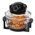 Daewoo Deluxe 17L 1300W Halogen Air Fryer with an Extension Ring- 60min Timer with Self-Cleaning Function, Adjustable Temperature Control and 7 Accessories Included - Black