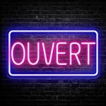 Signe Ouvert Pour les entreprises, Led Open Signs for Business with Adapter. Light up Open Signs, Open Closed Signs. Bright Open Neon Lights Sign (Pink, Blue)