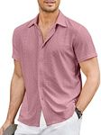 COOFANDY Mens Button Down Beach Shirt Short Sleeve Casual Vacation Shirts Summer Tropical Shirts Tops