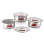 HAZEL Aluminium Hammered Tope Set with Lid | Patila Set of 3 (900 ML, 1.2L & 1.5L) | Food-Grade Aluminium Kitchen Utensils for Traditional Indian Cooking | Utensils Set for Kitchen