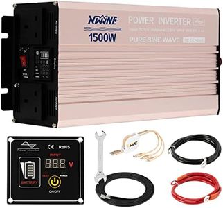 XWJNE 1500W Pure Sine Power Inverter 12V to 230/240V Car Converter Pro Wave Inverter Peak Power 3000W DC to AC Converter with Remote Control and LED Display 4.2A USB Charging Ports & 2 AC Outlets