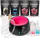 KoluaWax Premium Waxing Kit for Women - Hot Melt Hard Wax Warmer for Hair Removal, Eyebrow, Bikini, Legs, Face, Brazilian Wax - Machine, 4-Pack Beads, Accessories, Black - Mothers Day Gifts for Mom