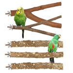 Natural Wood Parrot Stand Set, 5 pcs Bird Perch Birdcage Stand Branch, Platform Cage Accessories for Parrotlets Budgies Cockatiels Parakeets Lovebirds