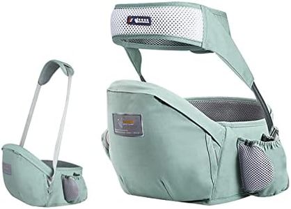 SONARIN Portabebé Asiento de Cadera,Portador de Bebé Ergonómico Taburete de Cintura Algodón con Cinturón de Seguridad & Correa de Hombro Individual Posición Múltiple para Bebé Niños(Verde)