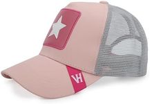 VINTAGE HAVANA Ava Pink Trucker Hats Women White Star Raspberry Pink Patch| Mesh Adjustable Snapback Hat | Men & Women Trendy Fashion Baseball Cap