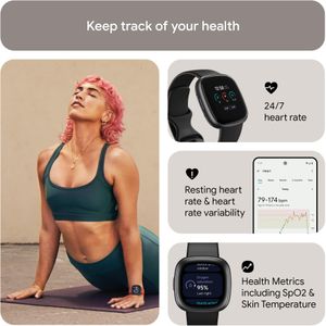 Fitbit Versa 4 Smartwatch – Black Fitness Tracker Watch