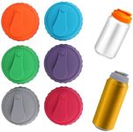 Set of 6 silicone can caps for drinks cans, reusable lids for beer cans, cola cans, soda cans, in 6 colours, with straw opening and dust protection