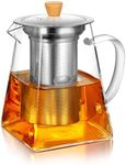 CNGLASS Glass Teapot with Infuser,700ml Clear Glass Tea Kettle with Removable Stainless Steel Strainer,Stovetop Safe Glass Teapot for Blooming and Loose Leaf Tea