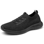 TIOSEBON Women's Lightweight Walking Shoes Comfortable Slip-On Running Sneakers All Black 12 US Wide