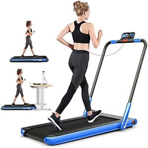 Costway Treadmill 2-in-1 for Running and Walking, Max 12km/h, Under Desk Walking Pad with APP & Remote Control, Phone Holder, LED Display & Speaker, Cardio Training Machine for Home Office