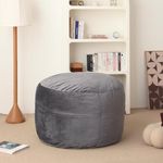 3 ft Bean Bag Chair Memory Foam Filled with Soft Washable Covers Perfect for Adults Teens (Grey)