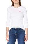 Levi's Women's Long-Sleeve Baby Tee T-Shirt, White +, XS