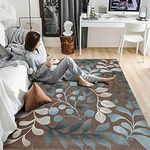 Large Rugs Modern Anti-slip Carpet Indoor Printed Decoration Area Rugs Gradient peacock blue leaves Living Room Bedroom Bay Window Sofa Floor Decor 180 x180 cm