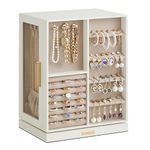 SONGMICS Jewelry Box 360° Rotating, Jewelry Storage Case with 5 Drawers, Cloud White UJBC170W01