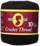 Coats Crochet South Maid Crochet, Cotton Thread Size 10, Black