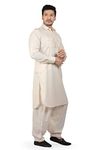 K-ROYALS Afghani Style Men's Pathani Suit/Luxury fabric Kurta Pyjama set (Almond Cream, Medium)