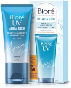 Bioré UV Aqua Rich Weightless Moisturizer with SPF 50 | Dermatologist Tested Face Cream with Invisible UV Protection | 50mL | Made in Canada