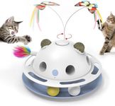 Potaroma 4in1 Cat Toys, Catnip Balls, Shooting Feather, Butterfly, Automatic Interactive Kitten Toy, Dual Power Supplies, USB Powered, Indoor Exercise for All Breeds