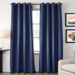 Deco Window Polyester Semi Blackout Opaque Curtains 7.5 Feet Long Set Of 2, Room Darkening (Eyelet,Blue, 7.5Ft) Opaque Curtains With Perfect Pleats Connected Eyelet For Bedroom And Living Room