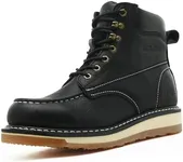 SAFETY LOONG Moc Toe Work Boots for Men Soft Toe Comfortable Full Grain Leather Non Slip Wedge Outsole Construction 6" Workboots 7.5