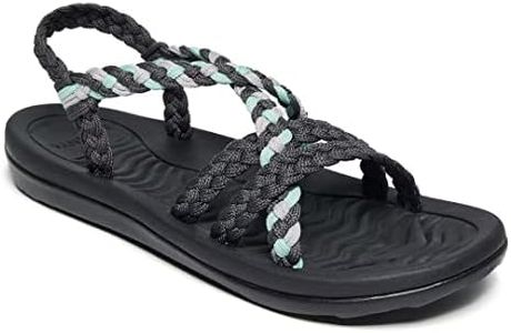 MEGNYA Women's Athletic Plantar Fasciitis Orthotic Sport Shoes, Lightweight Braided Outdoor Slide Sandals with Arch Support, Comfortable Walking Sandals for Outdoor Activieies Grey Size 8