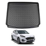 Nomad Boot Liner Compatible with Ford Kuga 2020+ Recyclable Plastic (PE) Tailored Fit Car Floor Mat Protector Guard Tray Black Custom Fitted Accessory Dog Friendly Waterproof with Raised Edges