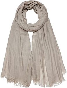 Women Summer Scarfs Lightweight Large Long Gauze Shawl Linen Beach Wrap Plain 75”×43”, Light Khaki, One Size