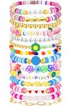 14 Pcs Preppy Friendship Bracelets Set Gifts for Teen Girls 12 14 16 18 13 15 Year Old Colorful Beaded Charm Boho Jewelry for Women Valentine's Day Christmas Birthday Gifts Idears, 6.6, Vinyl, clay