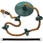 ZENFUN Climbing Rope with Platforms for Kids, Tree Swing with Climbing Rope and Platforms Disc, Secure Children Trees House Swing, with Carabiner and Strap Kit,Gym Backyard, Playground Accessories