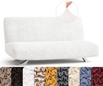 PAULATO BY GA.I.CO. Futon Cover - Armless Couch Cover Sofa Bed Slipcover Without Armrest - Soft Fabric Cover - 1-Piece Form Fit Stretch Futon Cover for Kid Pet - Microfibra Collection - Crisp White