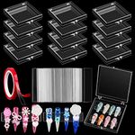 63 PCS Press on Nails Packaging Set, Kalolary Clear Nail Tips Display Storage Box Set Including Packaging Boxes, Double Sided Tape and Transparent Nail Display Stand Holder for Press on Nail Business