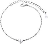 Heart Initial b Simple Stack Bracelets For Women Sterling Silver Chain Bracelet Friendship Bracelets