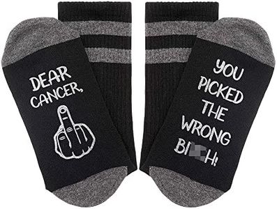 Dear Cancer,You Picked The Wrong Bit*h Sock,Cancer Socks,Cancer Awareness,Cancer Survivor Gift,Cancer Gifts,Chemo Gift,Cancer Free., White, 8