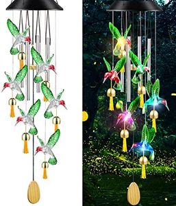 Hummingbird Solar Wind Chimes for Outside - AIONASA Color Changing Outdoor Solar Lights Waterproof Windchimes, Solar Hanging Gifts for Mom Grandma Women, Home Garden Patio Yard Porch Decoration