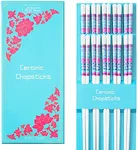 Long-lasting Ceramic Chopsticks (10 pairs) - Lotus Flower Design