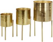 Deco 79 Metal Indoor Outdoor Planter Large Planter Pot with Removable Stand, Set of 3 Planters 18", 14", 12"H, Gold