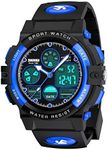 Cofuo Kids Watches Boys for 5-12 Year Old, Analog-Digital Sports Waterproof Watch, Unisex, PU Resin Band, Blue