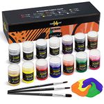 Magicfly Soft Fabric Paint Set of 14 Colours 20ml, Permanent Textile Paints Washable for Clothes Adult and Kid DIY Project, No Heating Need, for T-Shirt, Bags, Jeans, Canvas Shoes, with 3 Brushes