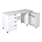 South Shore Furniture Crea Sewing Craft Table on Wheels Pure White, Contemporary