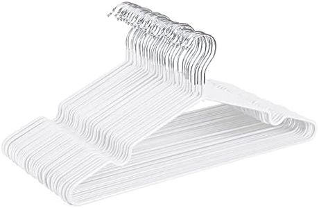 HOUSE DAY Perchas de Metal para Camisa de Alambre de 42 cm, Resistentes y Antideslizantes, para Ahorrar Espacio, con Revestimiento de Goma, Paquete de 40 Unidades (Blanco)