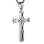 HZMAN Stainless Steel Infinity Celtic Cross Irish Knot Pendant Necklace for Men Women with 22+2Inches Link Chain (Silver)