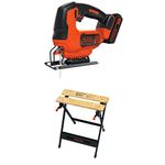 BLACK+DECKER 20V MAX JigSaw with Workmate Portable Workbench, 350-Pound Capacity (BDCJS20C & WM125)