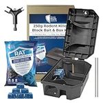 Rodent Bait Box & Wax Block Rat Poison Kit (1 Box & 250g Blocks) Rat Poisoning Super Strength for Effective Rodent Control, Mouse Trap and Rat Trap Solution, Indoor Rat Killer & Powerful Bait Station