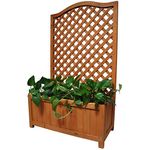 Gr8 Garden Rectangular Wooden Planter With Lattice For Vines Garden Climbing Flower Plant Pot Box Garden Patio Wood Trellis Panel