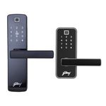 Godrej Digital Lock|Catus Connect & Catus Touch Pro|Smart Lock For Wooden Door|Connect- 5 In 1 Access & Catus Touch Pro - 3 In 1 Access|Fingerprint|Pin Access|Mechanical Key|Black Finish - Steel