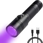 TATTU U1 UV Torch Rechargeable 395nm Black Light Flashlight Blacklight 5W Ultraviolet LED Lamp with Micro USB Charging Cable