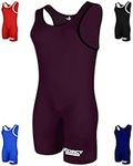 Exxact Sports Plain Wrestling Singlet, Powerlifting Singlet Youth Wrestling Singlet Men for Training (Unisex Adult/Youth), Maroon, Adult Small